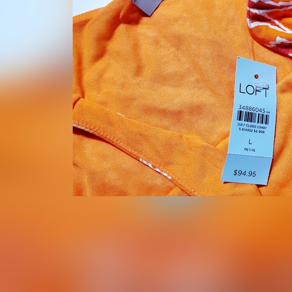 NwT loft orange Paisley flowey dress petite large - Picture 3 of 5